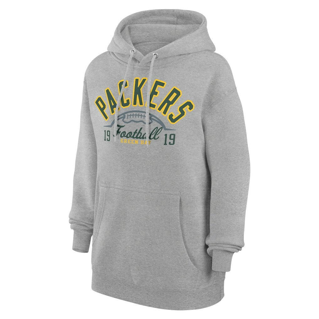 Green Bay Packers Starter Unisex Half Ball Team Fleece Pullover Hoodie Heather Gray - NFL