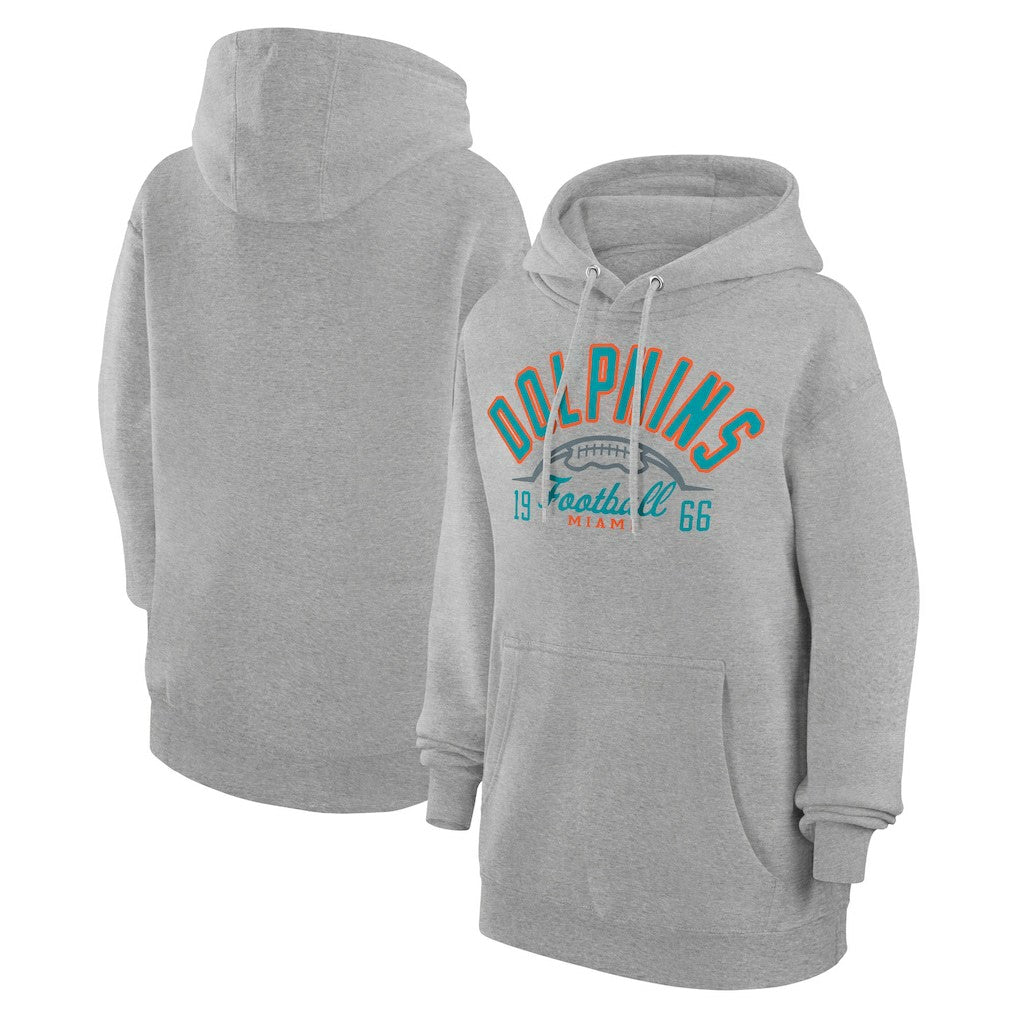 Miami Dolphins Starter Unisex Half Ball Team Fleece Pullover Hoodie Heather Gray - NFL