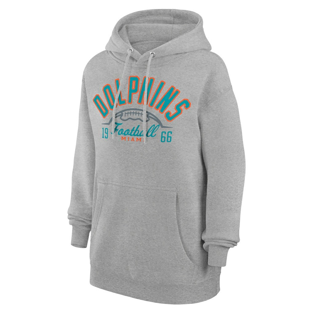 Miami Dolphins Starter Unisex Half Ball Team Fleece Pullover Hoodie Heather Gray - NFL