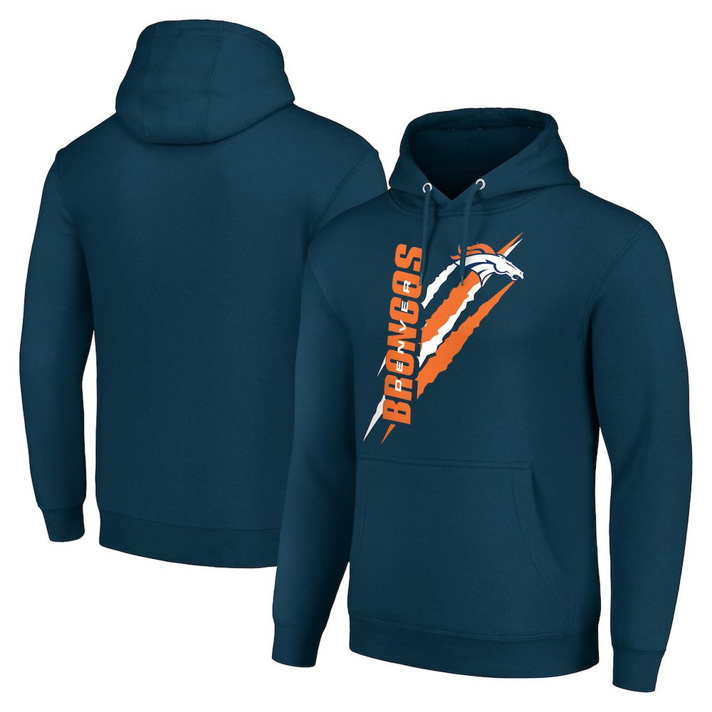 Denver Broncos Starter Unisex Color Scratch Fleece Pullover Hoodie Navy - NFL