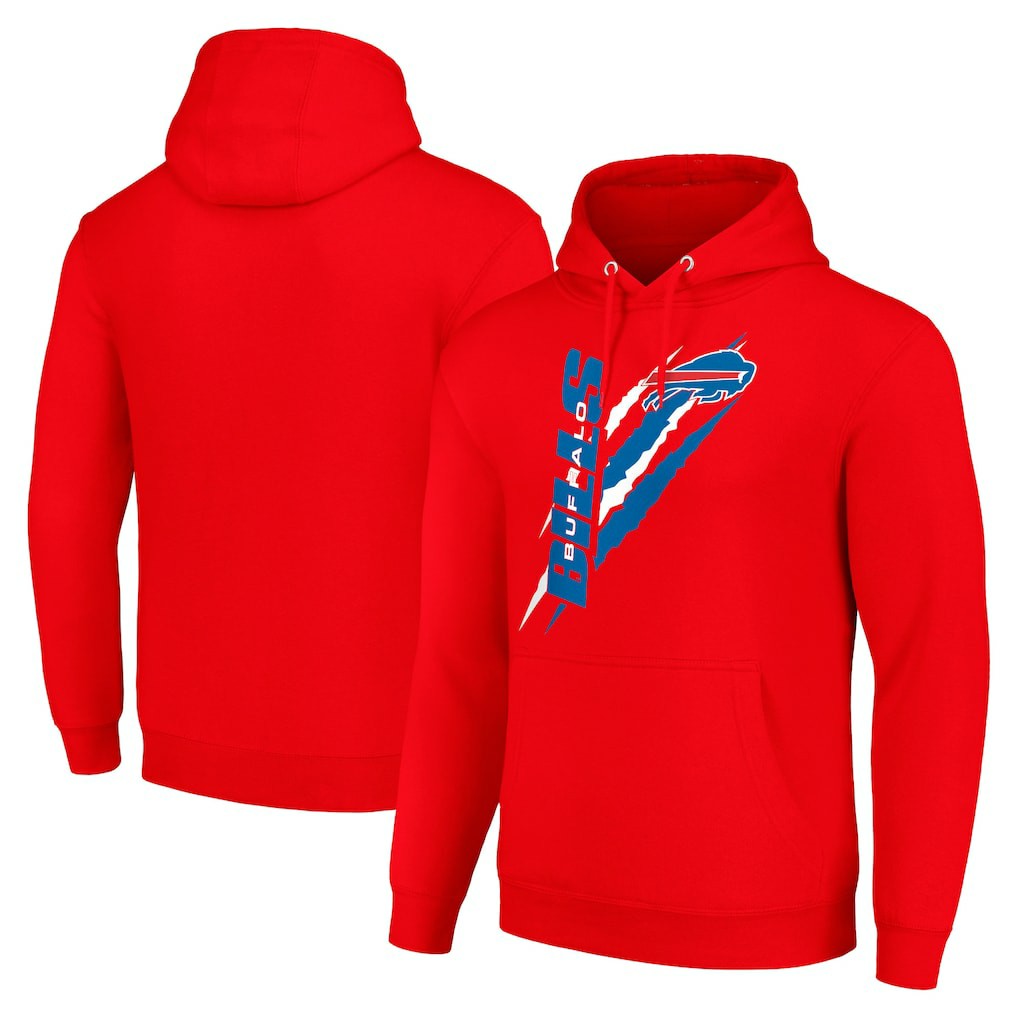 Buffalo Bills Starter Unisex Color Scratch Fleece Pullover Hoodie Red - NFL