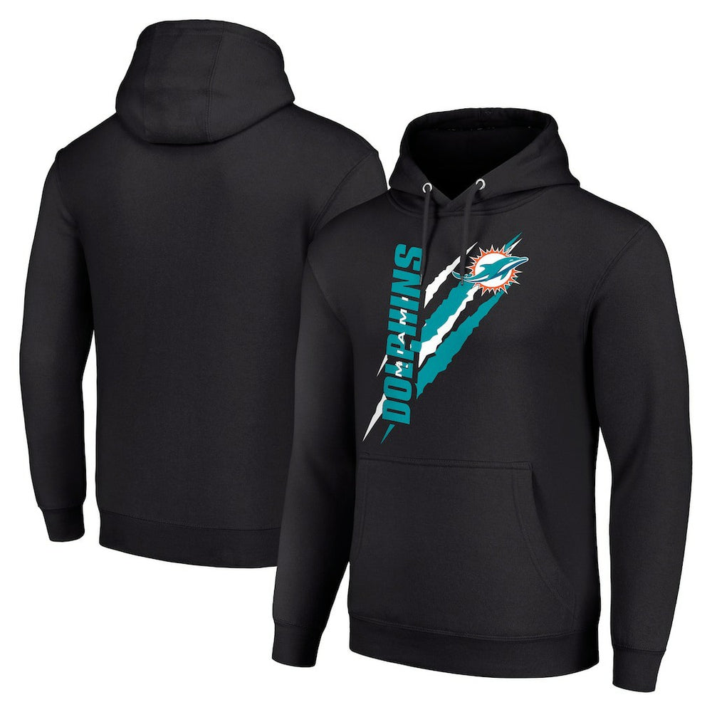 Miami Dolphins Starter Unisex Color Scratch Fleece Pullover Hoodie Black - NFL