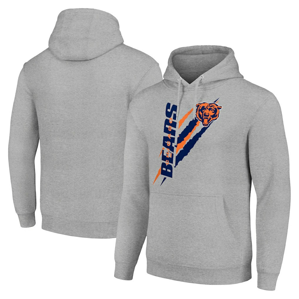 Chicago Bears Starter Unisex Color Scratch Fleece Pullover Hoodie Heather Gray - NFL
