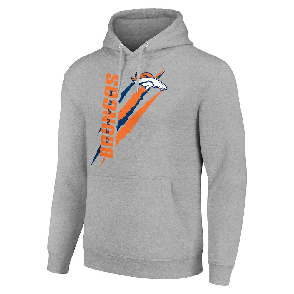 Denver Broncos Starter Unisex Color Scratch Fleece Pullover Hoodie Heather Gray - NFL