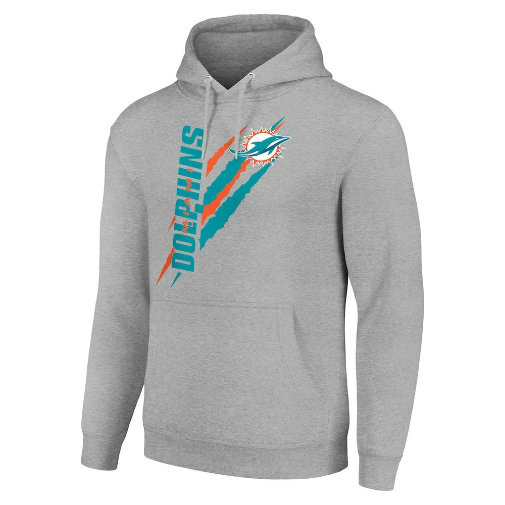 Miami Dolphins Starter Unisex Color Scratch Fleece Pullover Hoodie Heather Gray - NFL