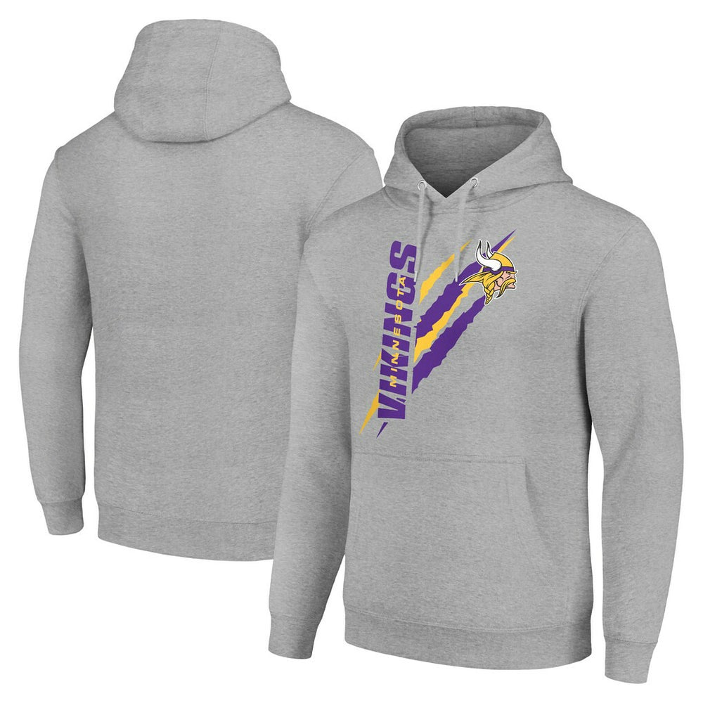 Minnesota Vikings Starter Unisex Color Scratch Fleece Pullover Hoodie Heather Gray - NFL