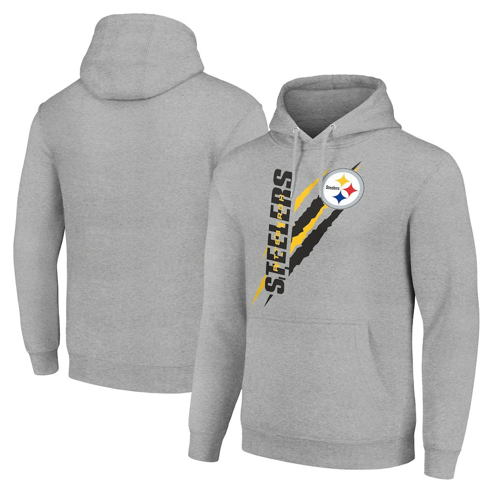 Pittsburgh Steelers Starter Unisex Color Scratch Fleece Pullover Hoodie Heather Gray - NFL