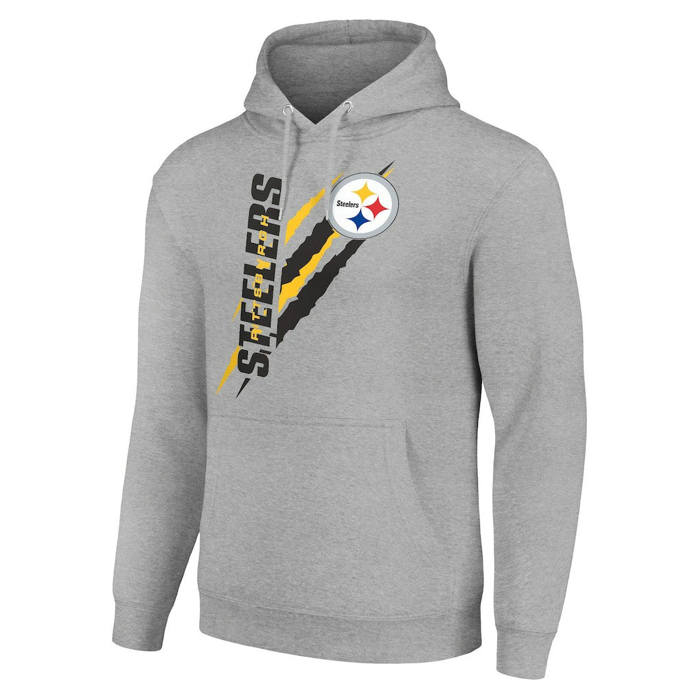 Pittsburgh Steelers Starter Unisex Color Scratch Fleece Pullover Hoodie Heather Gray - NFL