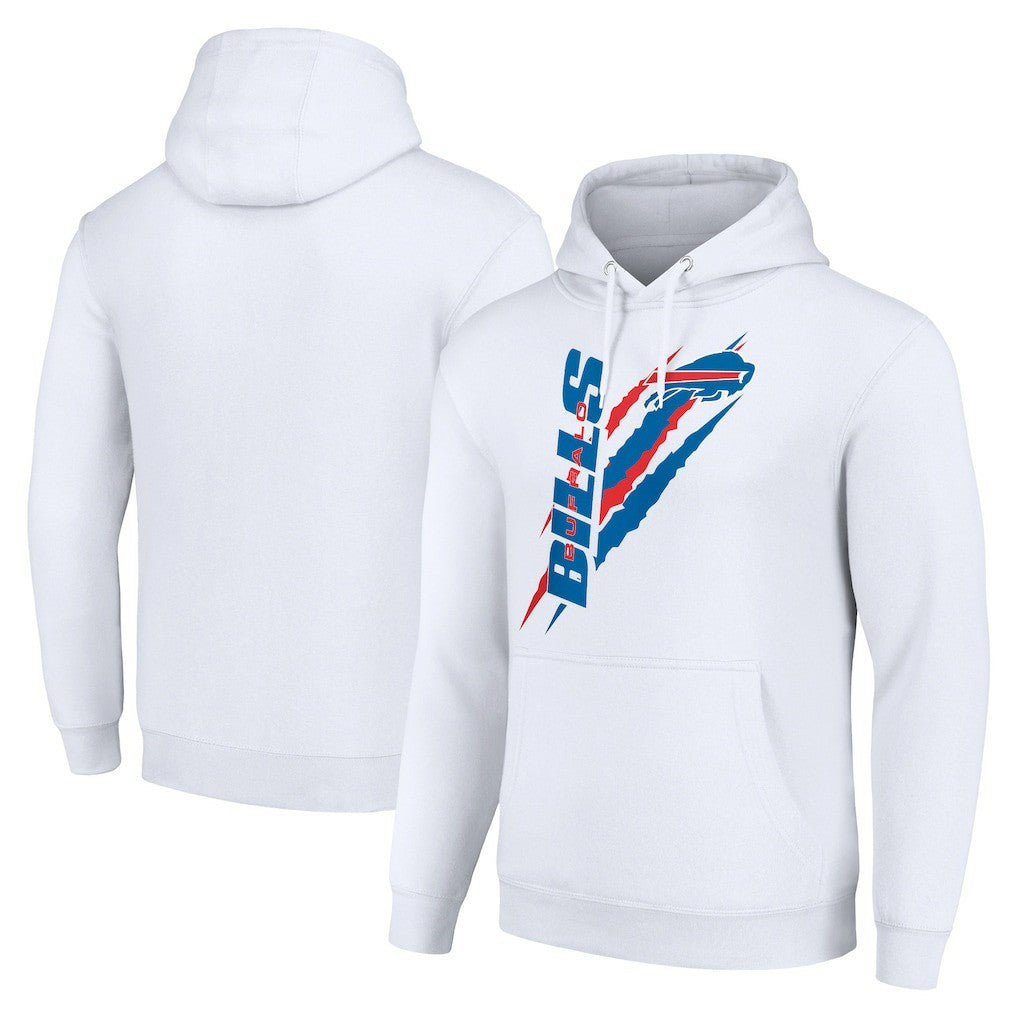 Buffalo Bills Starter Unisex Color Scratch Fleece Pullover Hoodie White - NFL