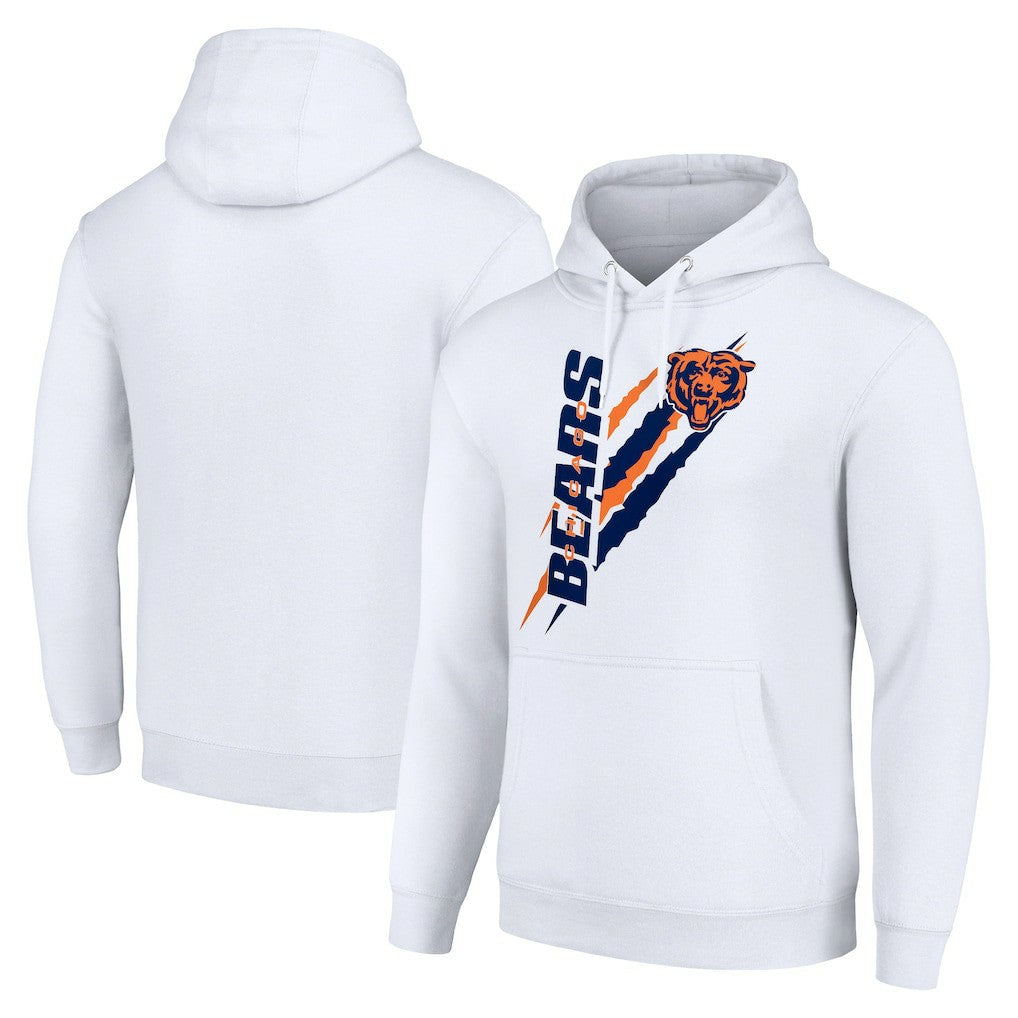 Chicago Bears Starter Unisex Color Scratch Fleece Pullover Hoodie White - NFL