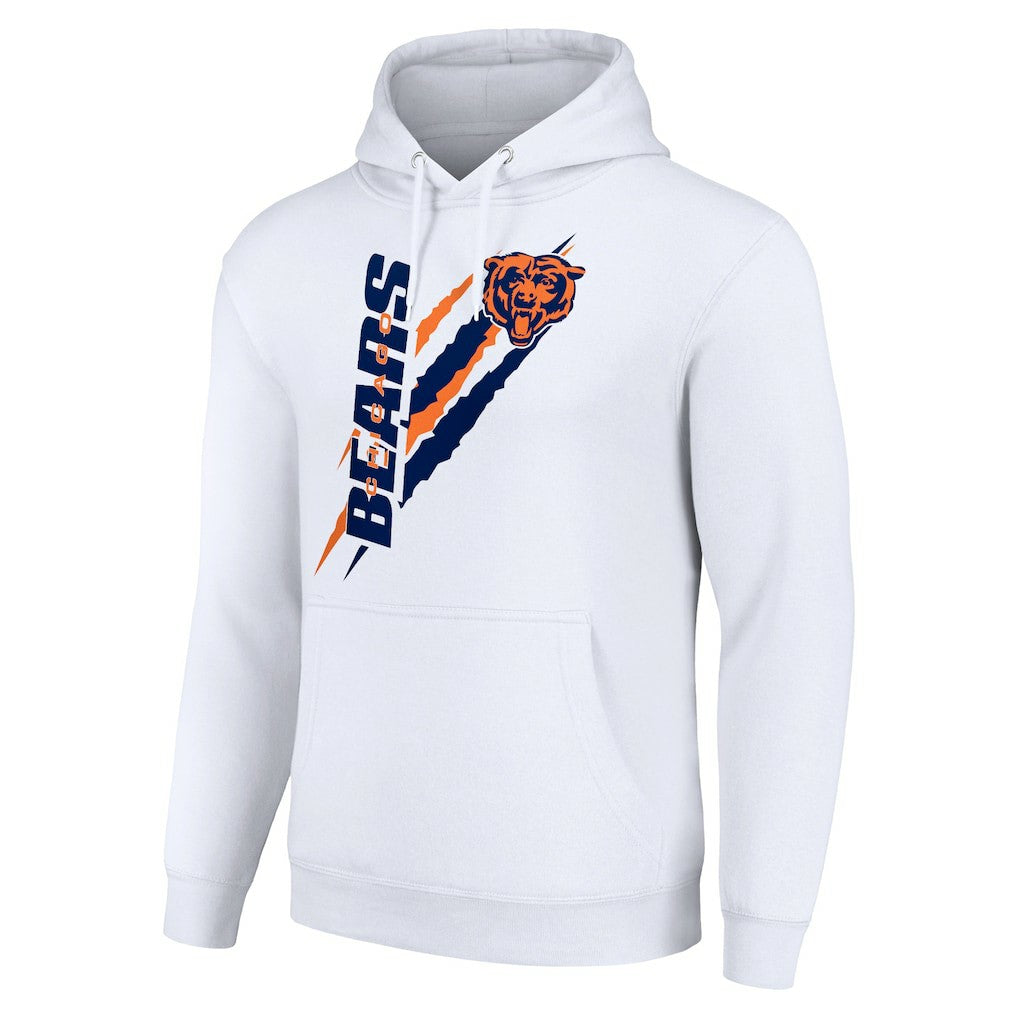 Chicago Bears Starter Unisex Color Scratch Fleece Pullover Hoodie White - NFL