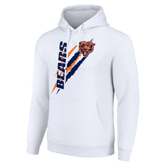 Chicago Bears Starter Unisex Color Scratch Fleece Pullover Hoodie White - NFL