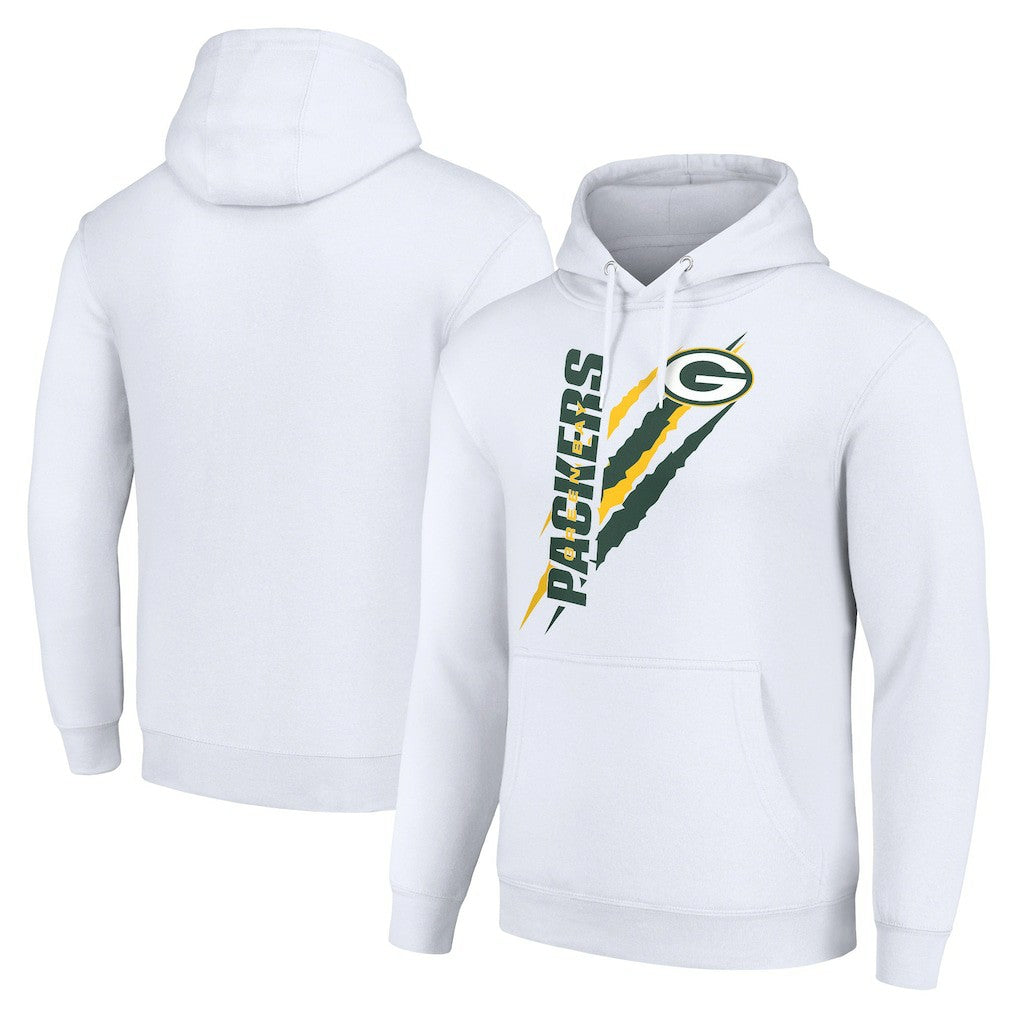Green Bay Packers Starter Unisex Color Scratch Fleece Pullover Hoodie White - NFL