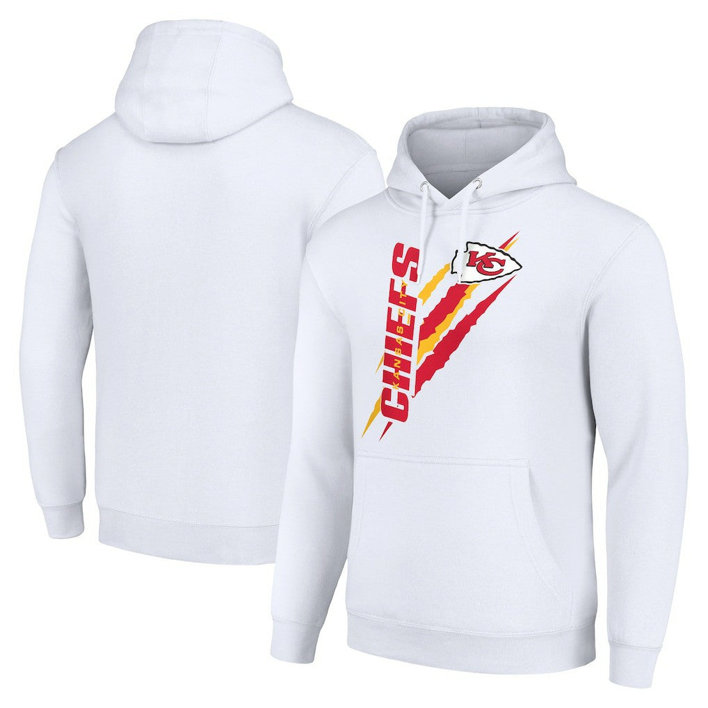 Kansas City Chiefs Starter Unisex Color Scratch Fleece Pullover Hoodie White - NFL