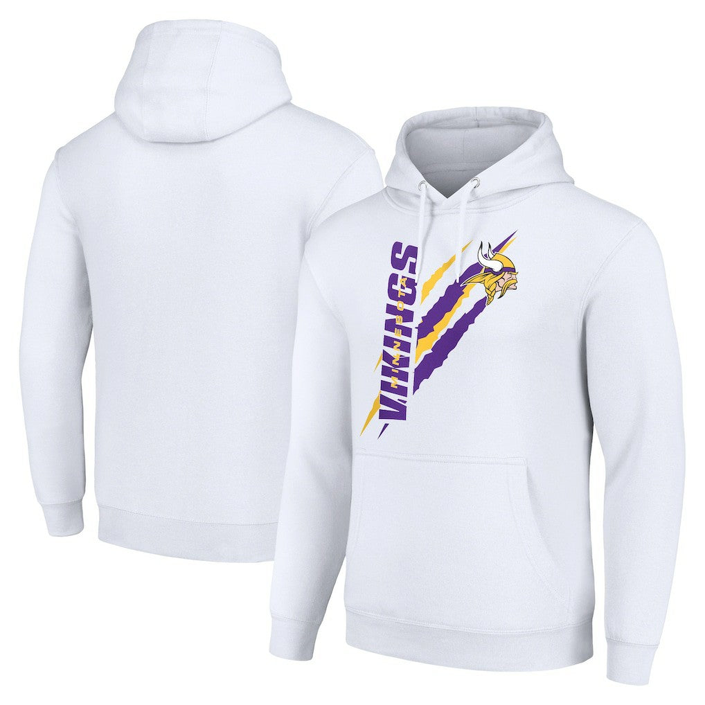 Minnesota Vikings Starter Unisex Color Scratch Fleece Pullover Hoodie White - NFL
