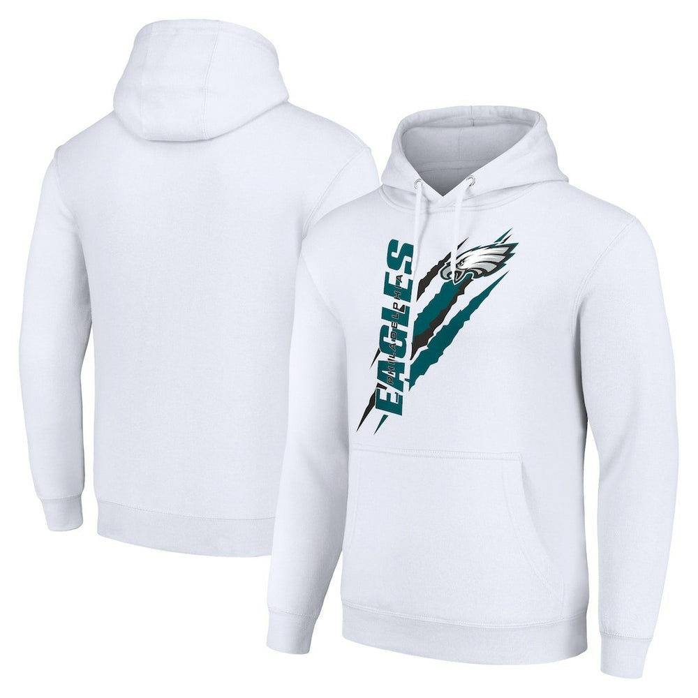 Philadelphia Eagles Starter Unisex Color Scratch Fleece Pullover Hoodie White - NFL