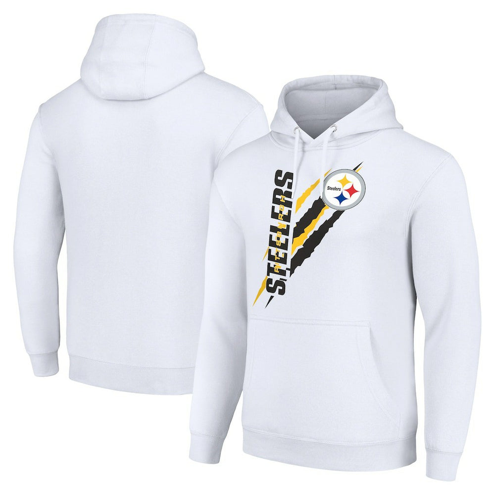 Pittsburgh Steelers Starter Unisex Color Scratch Fleece Pullover Hoodie White - NFL