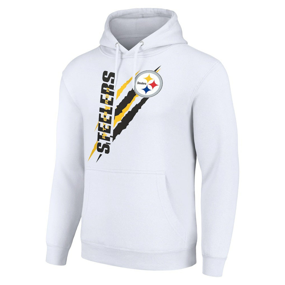 Pittsburgh Steelers Starter Unisex Color Scratch Fleece Pullover Hoodie White - NFL