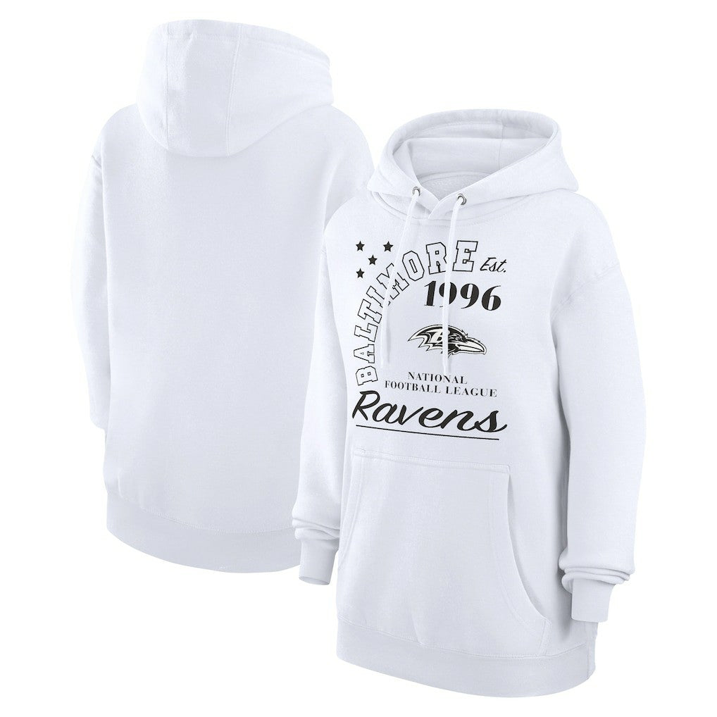 Baltimore Ravens Starter Unisex Arch Team Fleece Pullover Hoodie White - NFL