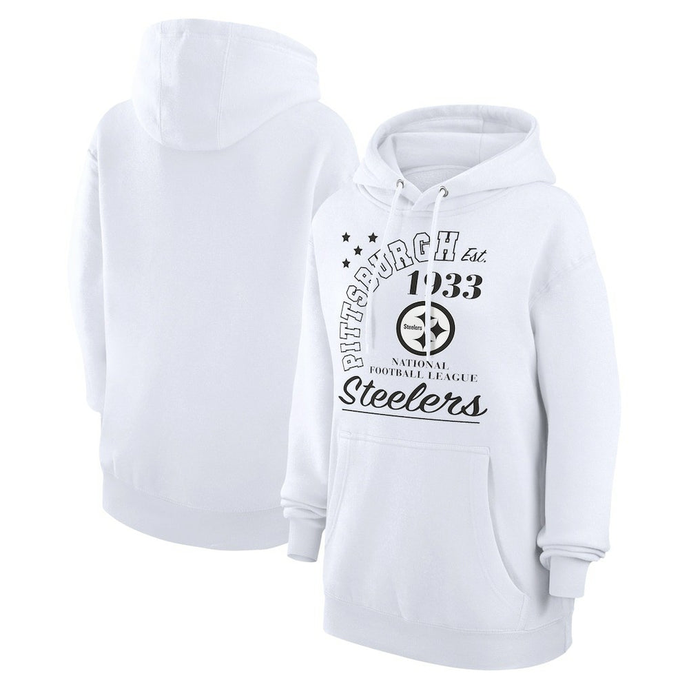 Pittsburgh Steelers Starter Unisex Arch Team Fleece Pullover Hoodie White - NFL