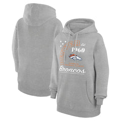 Denver Broncos Starter Unisex Arch Team Fleece Pullover Hoodie Heather Gray - NFL