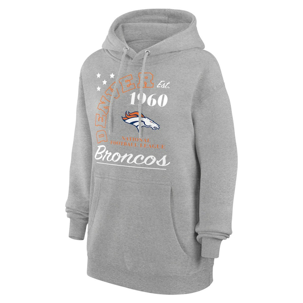 Denver Broncos Starter Unisex Arch Team Fleece Pullover Hoodie Heather Gray - NFL