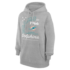 Miami Dolphins Starter Unisex Arch Team Fleece Pullover Hoodie Heather Gray - NFL
