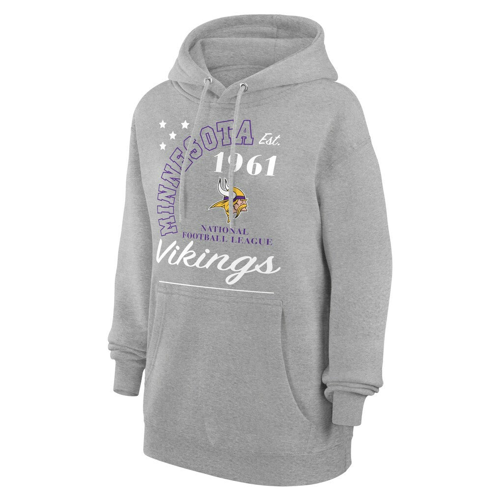 Minnesota Vikings Starter Unisex Arch Team Fleece Pullover Hoodie Heather Gray - NFL