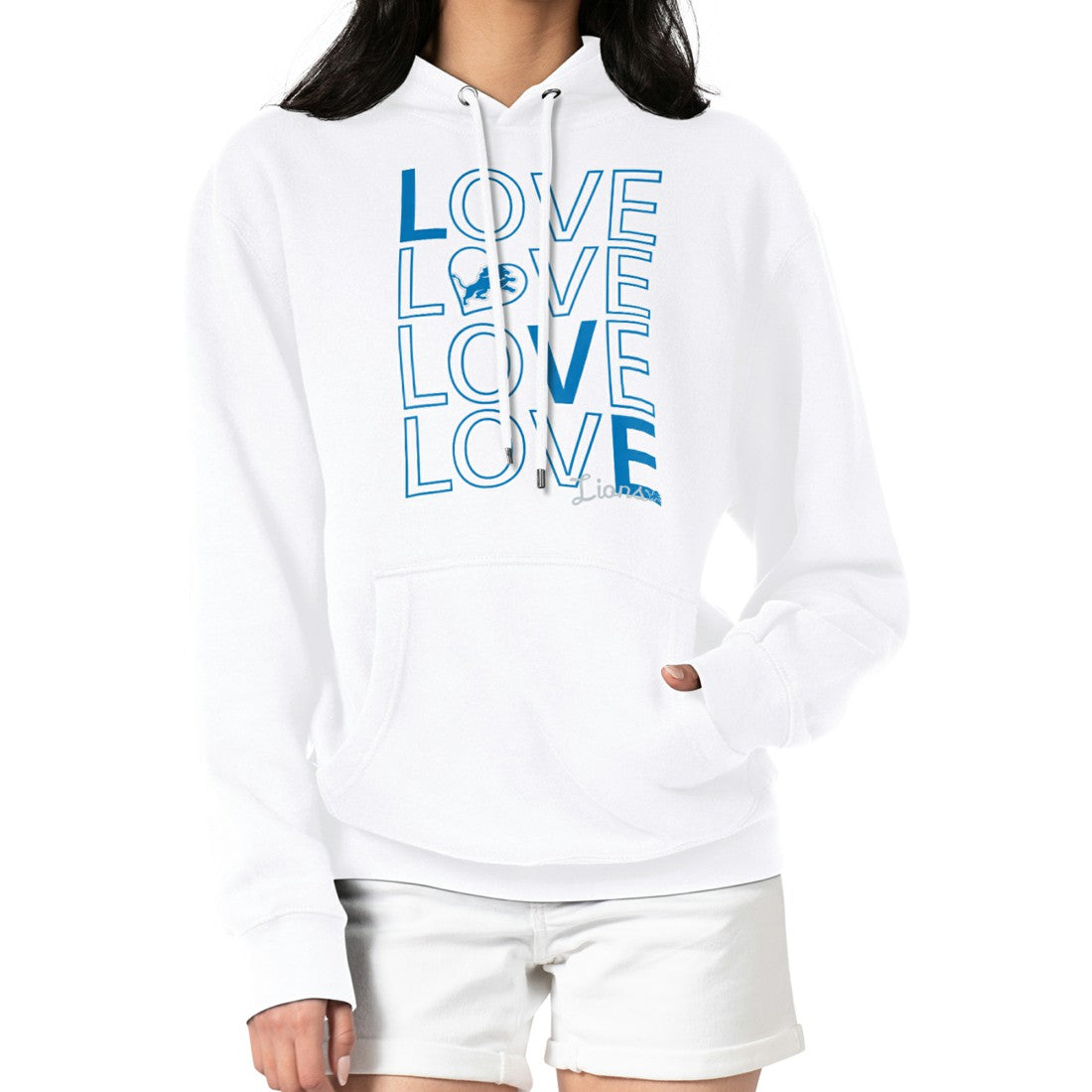Detroit Lions G-III 4Her by Carl Banks Women's Love Graphic Pullover Hoodie White - NFL