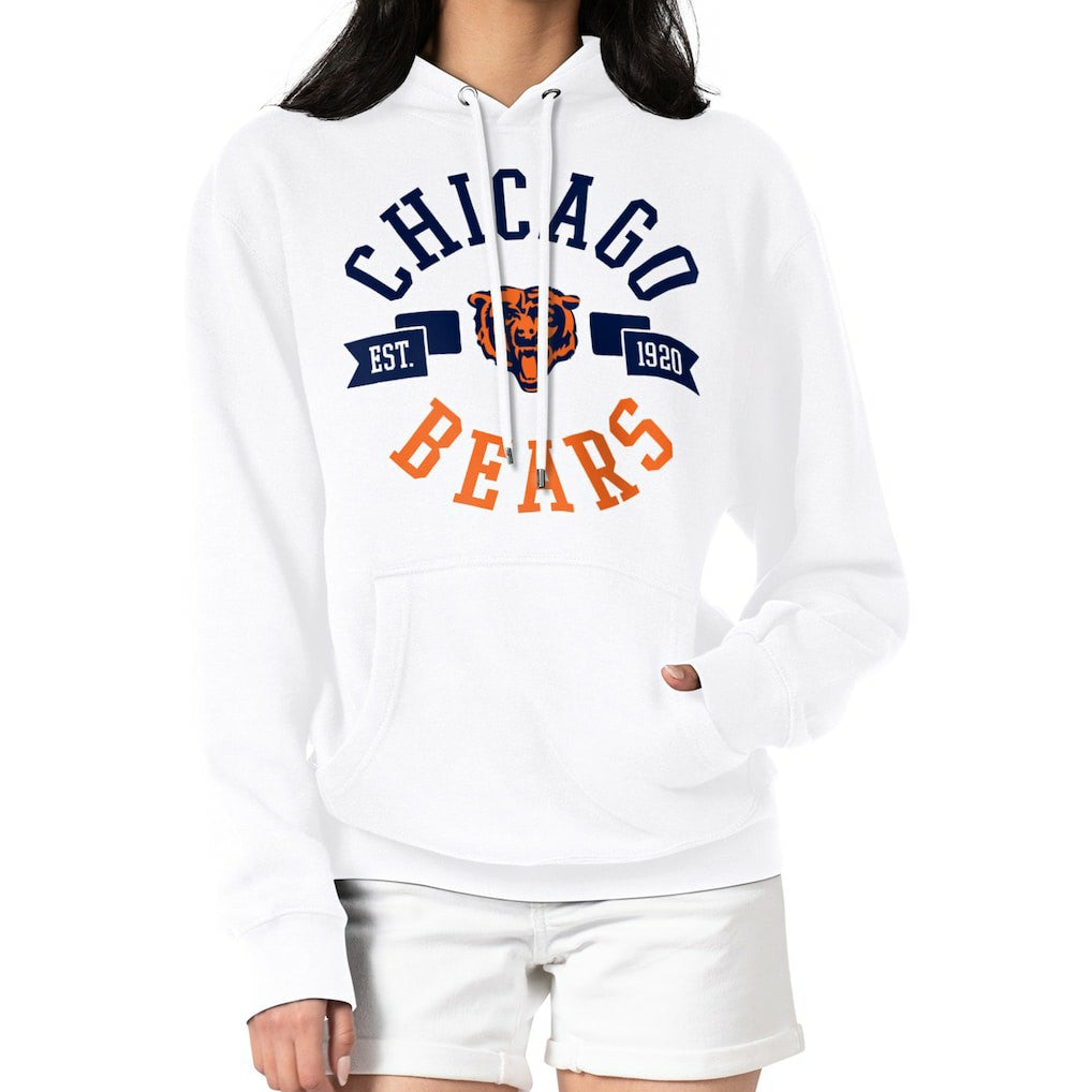 Chicago Bears G-III 4Her by Carl Banks Women's City Graphic Team Fleece Pullover Hoodie White - NFL