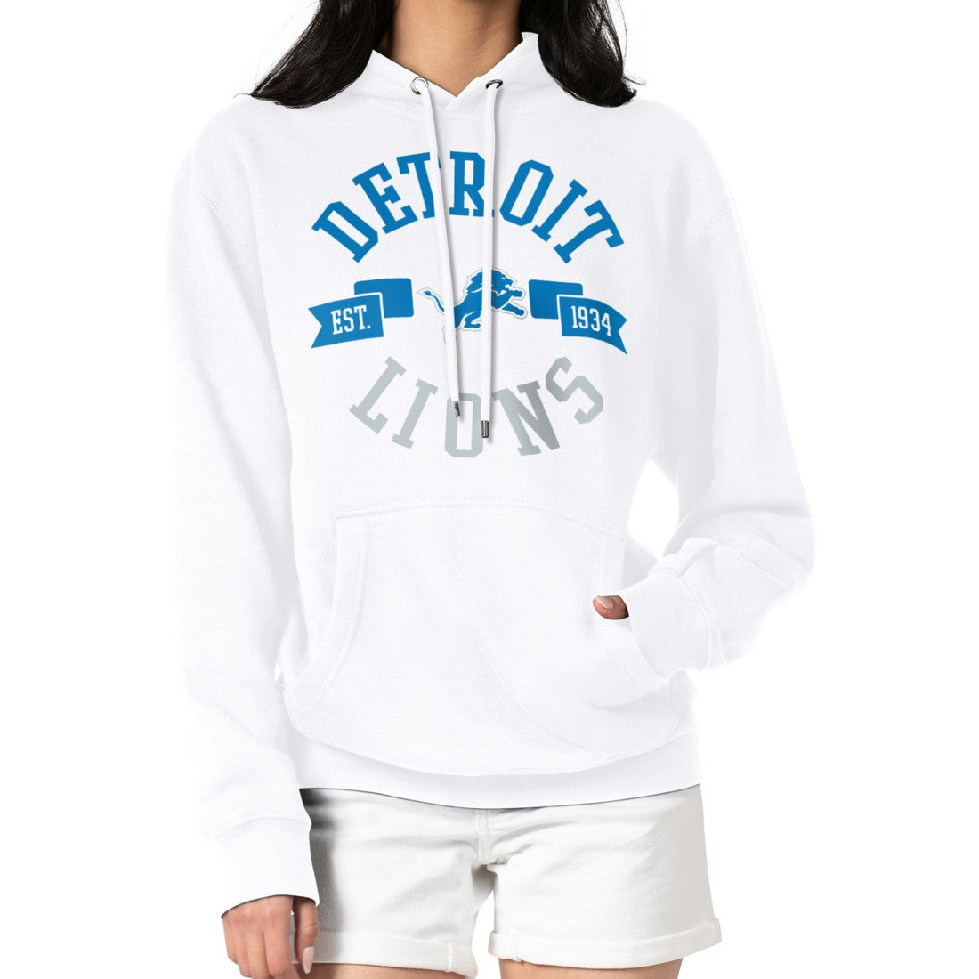 Detroit Lions G-III 4Her by Carl Banks Women's City Graphic Team Fleece Pullover Hoodie White - NFL