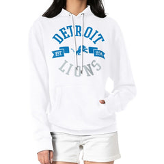 Detroit Lions G-III 4Her by Carl Banks Women's City Graphic Team Fleece Pullover Hoodie White - NFL