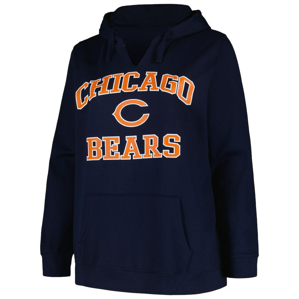 Chicago Bears Women's Plus Size Heart and Soul V-Neck Pullover Hoodie Navy - Fanatics