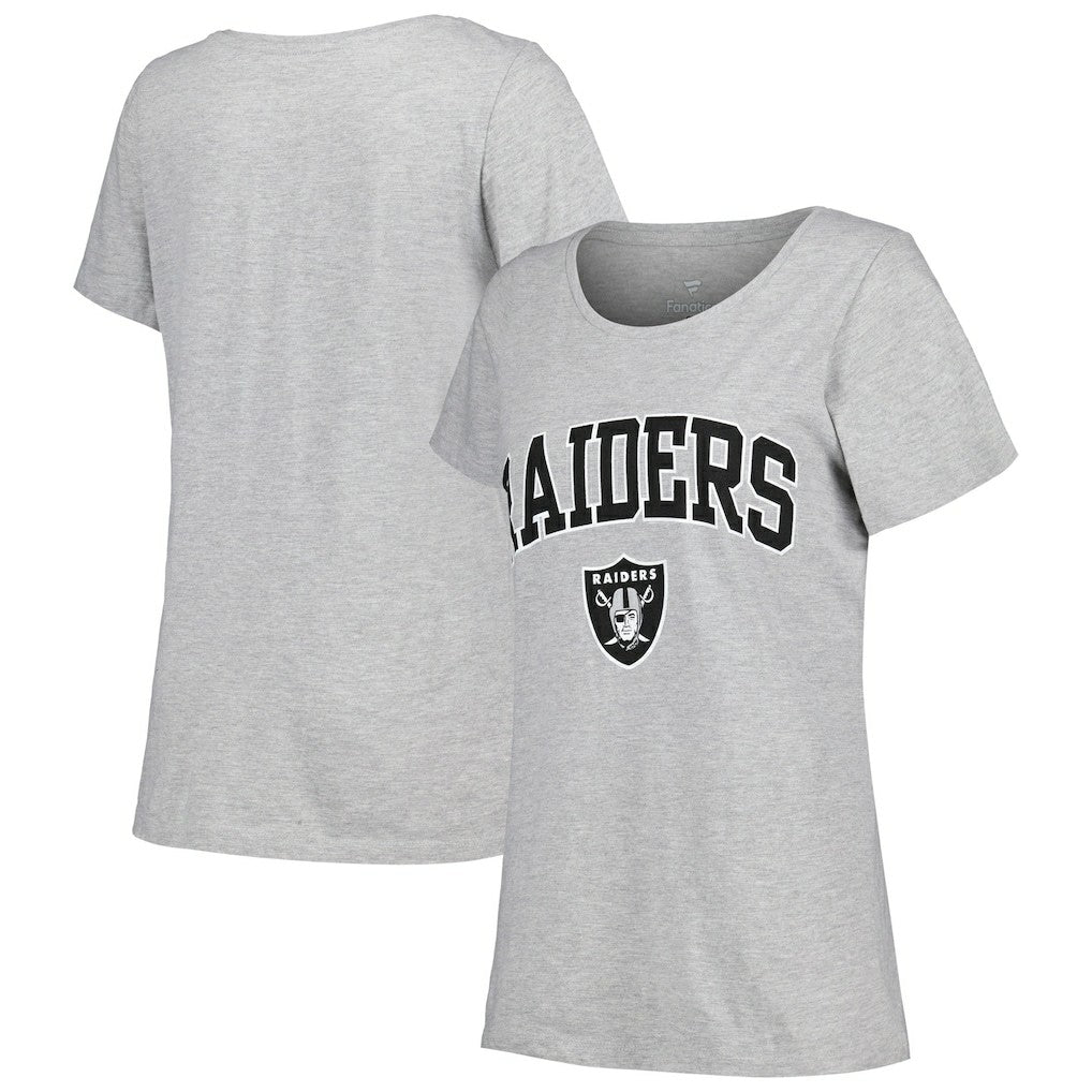 Las Vegas Raiders Women's Plus Size Arch Over Logo T-Shirt Heather Gray - Fanatics