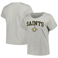 New Orleans Saints Women's Plus Size Arch Over Logo T-Shirt Heather Gray - Fanatics
