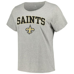 New Orleans Saints Women's Plus Size Arch Over Logo T-Shirt Heather Gray - Fanatics