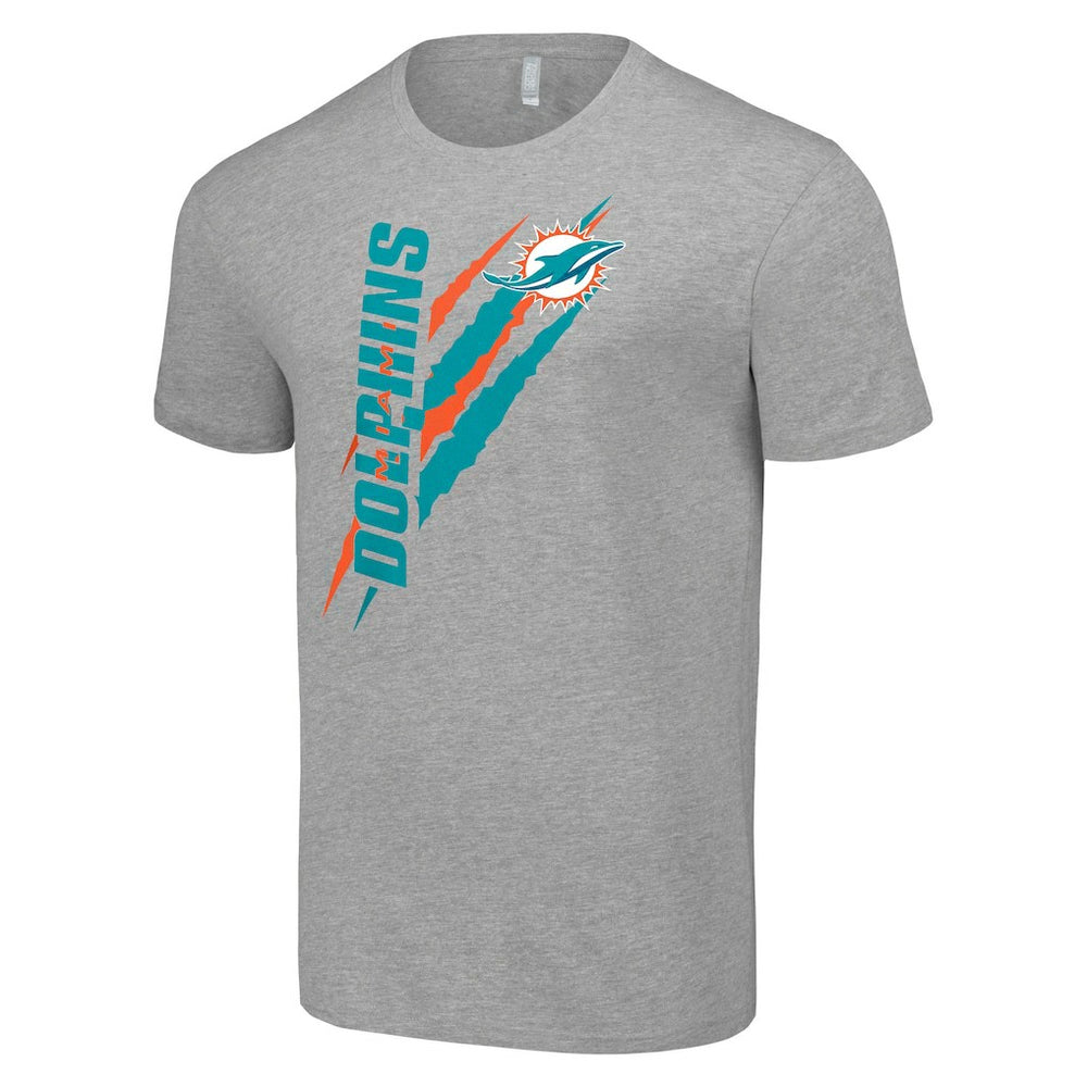 Miami Dolphins Starter Color Scratch T-Shirt Heather Gray - NFL