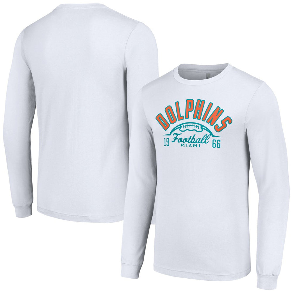 Miami Dolphins Starter Half Ball Team Long Sleeve T-Shirt White - NFL