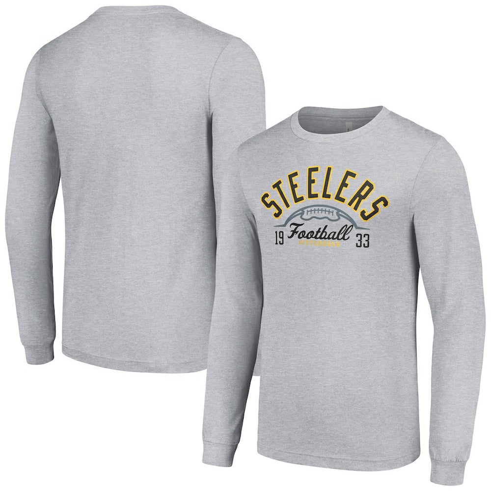 Pittsburgh Steelers Starter Half Ball Team Long Sleeve T-Shirt Heather Gray - NFL