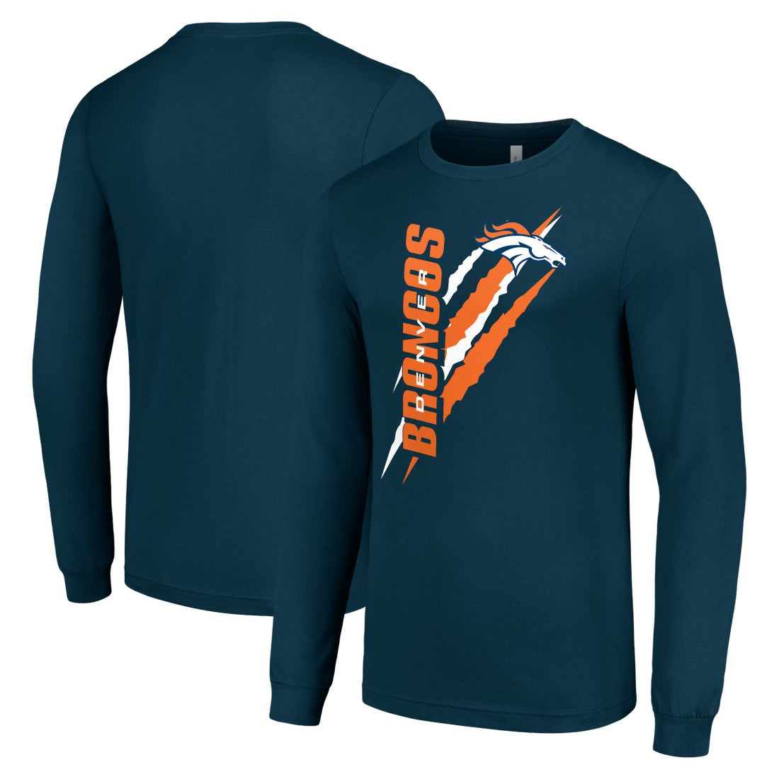 Denver Broncos Starter Color Scratch Long Sleeve T-Shirt Navy - NFL