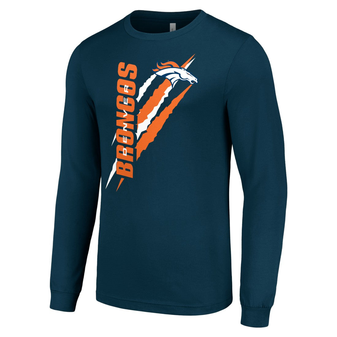 Denver Broncos Starter Color Scratch Long Sleeve T-Shirt Navy - NFL