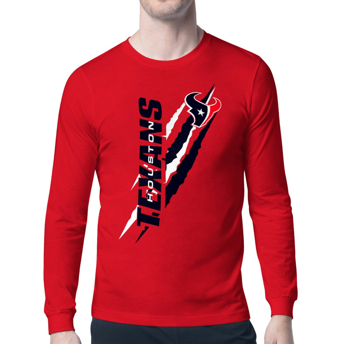 Houston Texans Starter Color Scratch Long Sleeve T-Shirt Red - NFL