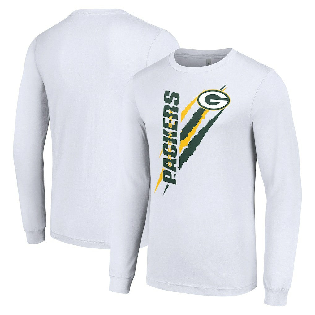 Green Bay Packers Starter Color Scratch Long Sleeve T-Shirt White - NFL