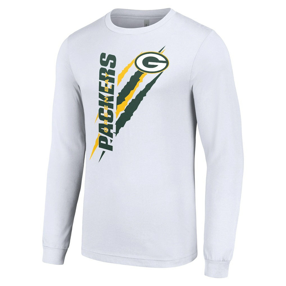 Green Bay Packers Starter Color Scratch Long Sleeve T-Shirt White - NFL
