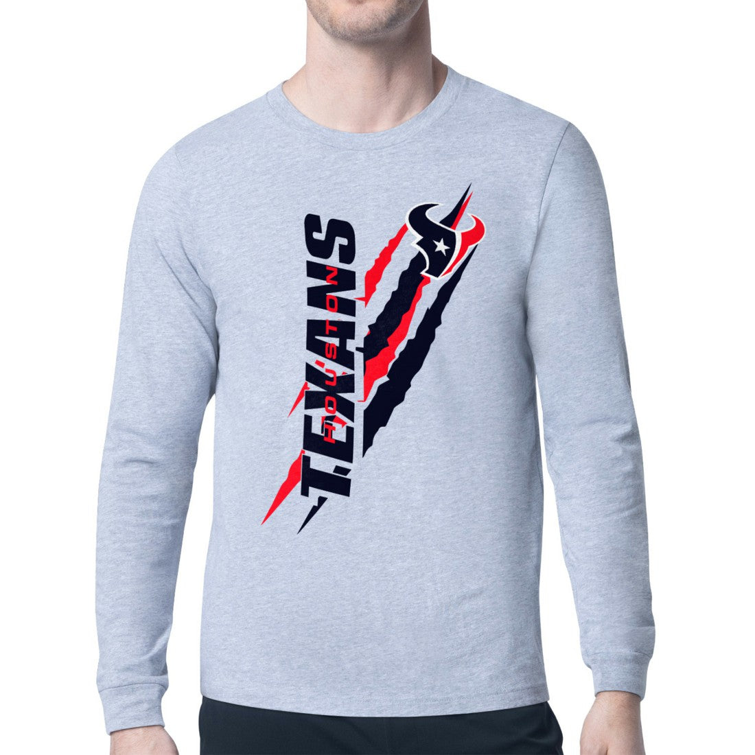 Houston Texans Starter Color Scratch Long Sleeve T-Shirt Heather Gray - NFL