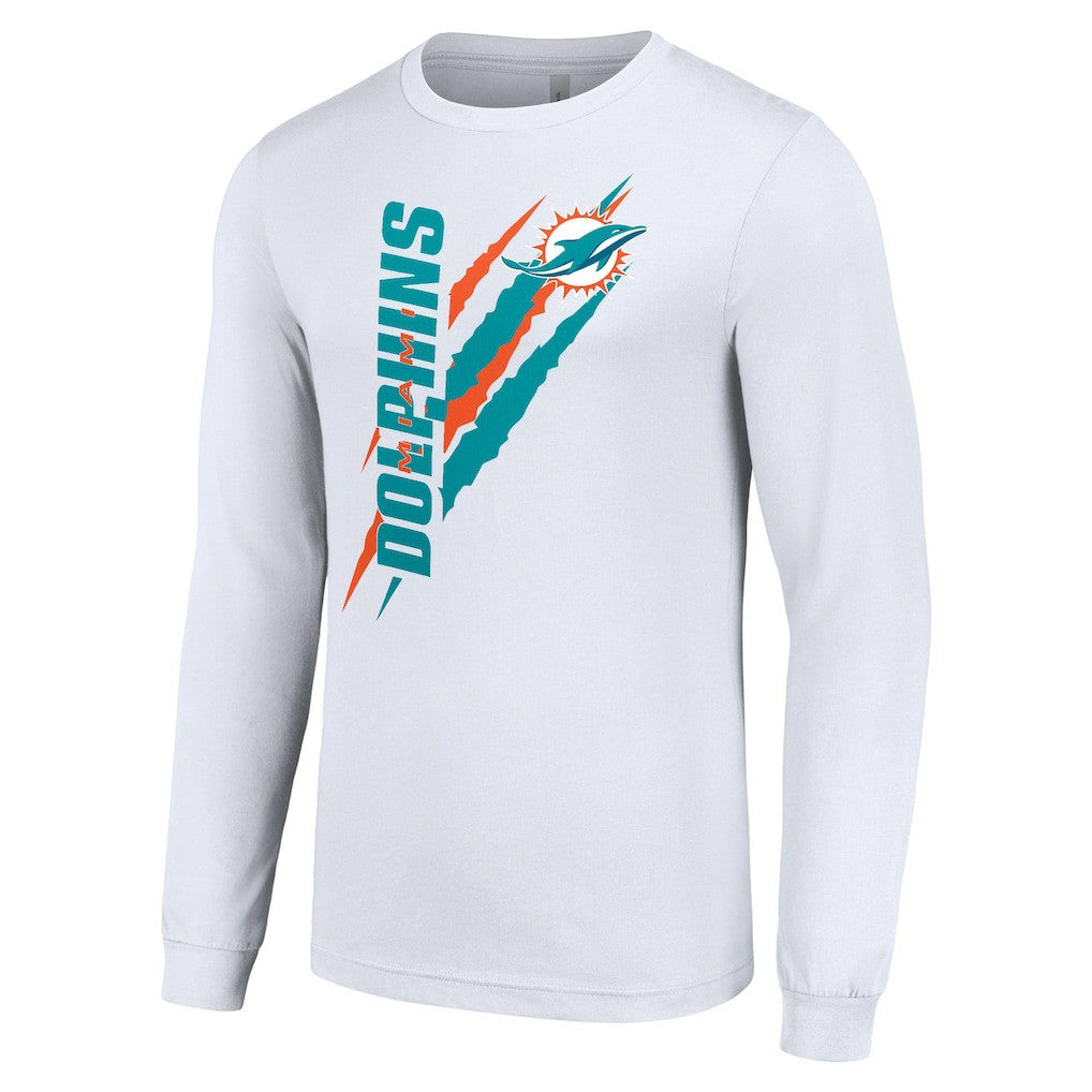Miami Dolphins Starter Color Scratch Long Sleeve T-Shirt White - NFL