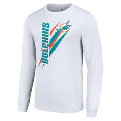 Miami Dolphins Starter Color Scratch Long Sleeve T-Shirt White - NFL