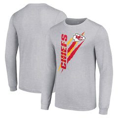 Kansas City Chiefs Starter Color Scratch Long Sleeve T-Shirt Heather Gray - NFL