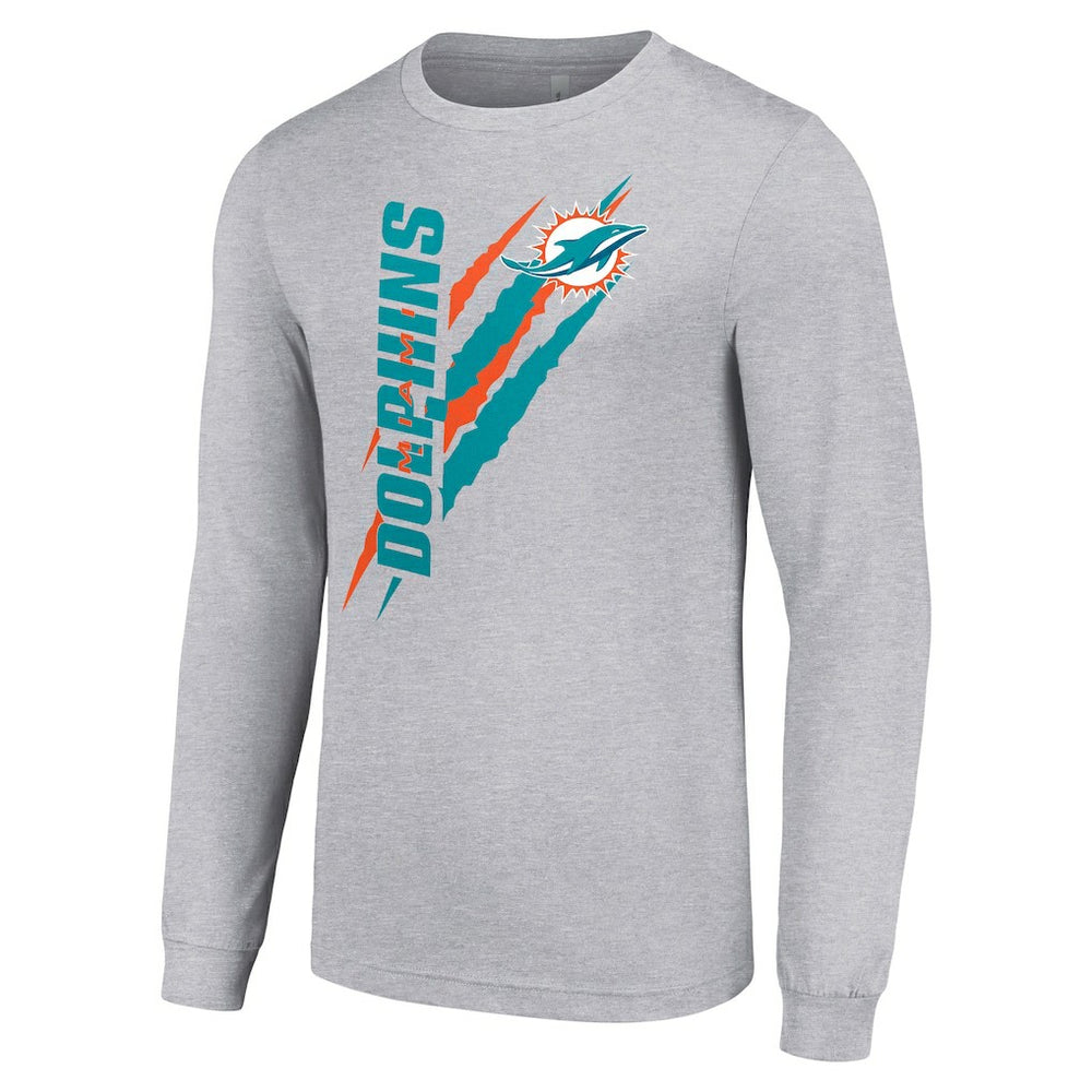 Miami Dolphins Starter Color Scratch Long Sleeve T-Shirt Heather Gray - NFL