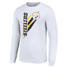 Pittsburgh Steelers Starter Color Scratch Long Sleeve T-Shirt White - NFL